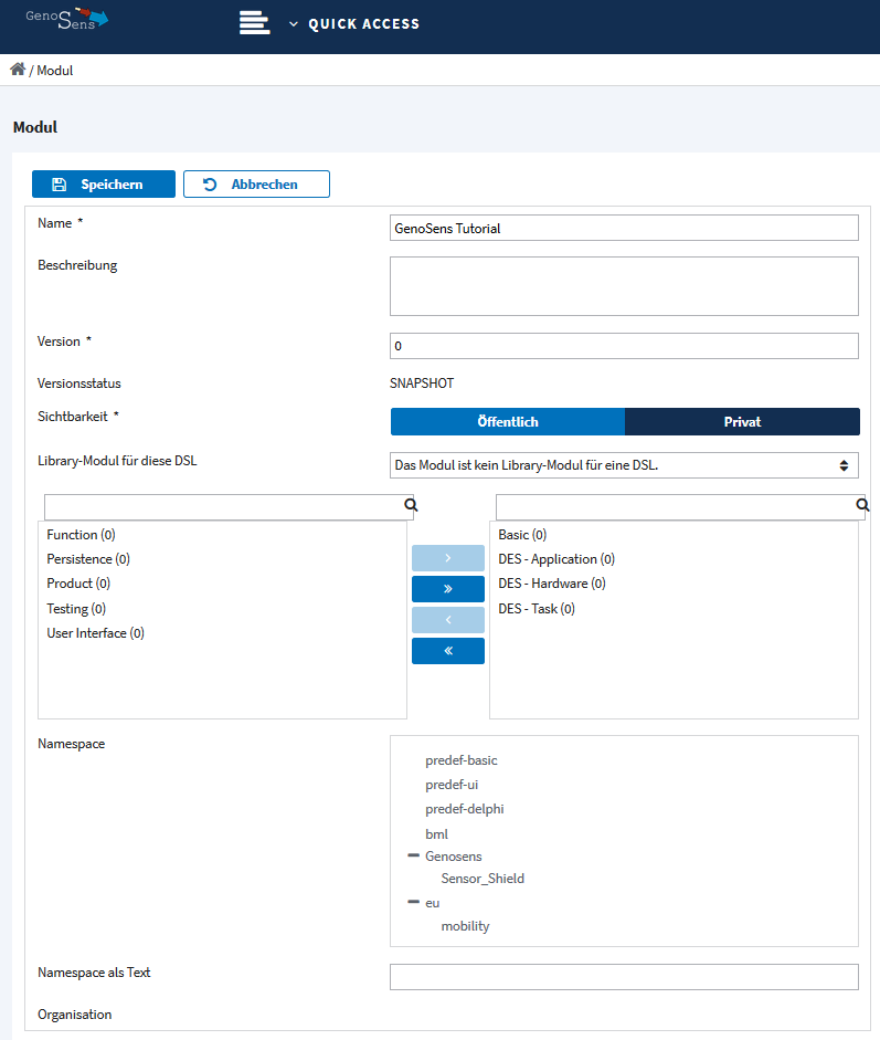 WebModeler Modul erstellen