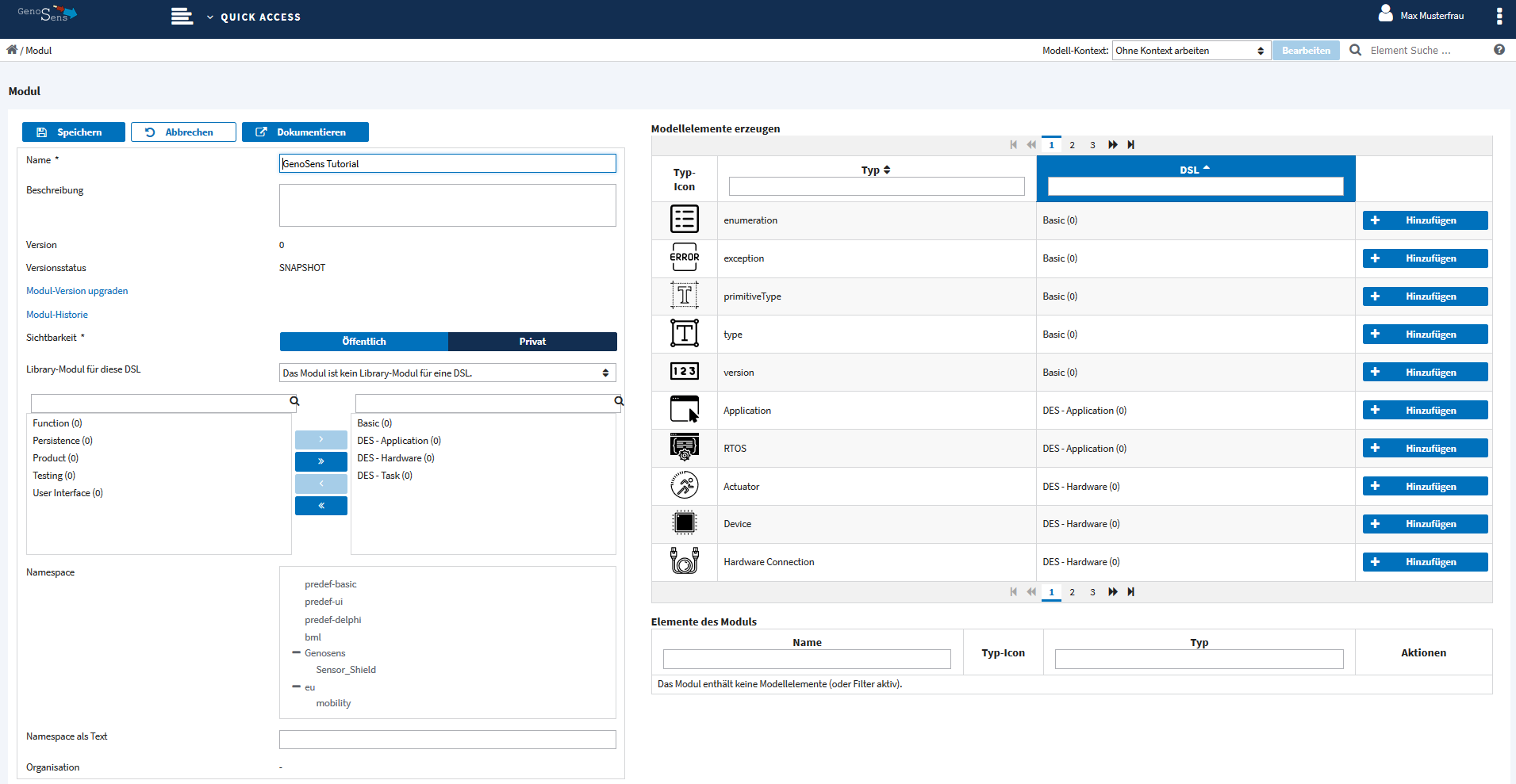 WebModeler Modul erstellen 2